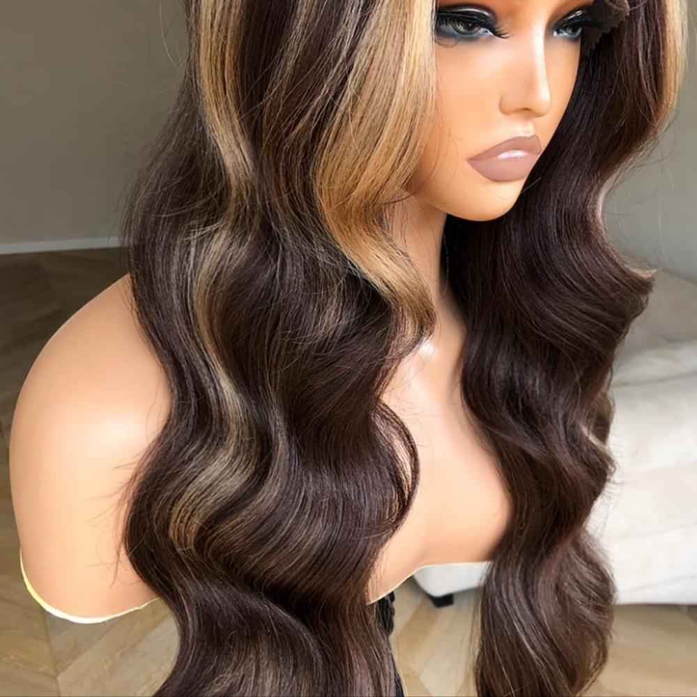 Body wave 2 tone human hair lace front wig